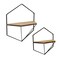 Kingston Living Set of 2 Brown and Black Hexagon Wall Shelves 17"